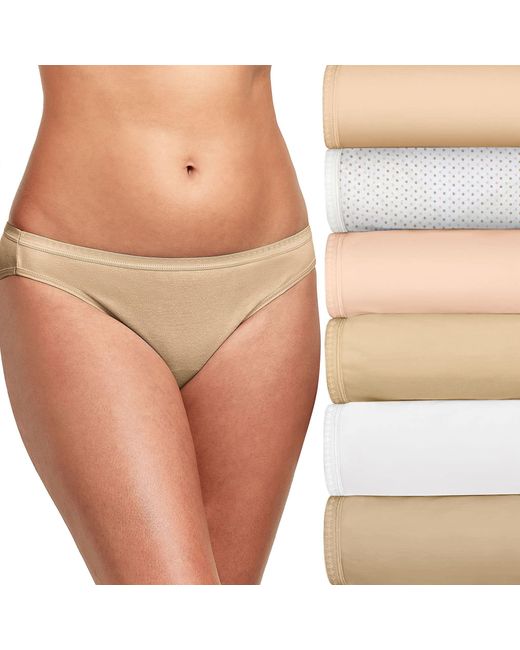 Hanes Natural Ultimate 6-pack Breathable Cotton Bikini Panty