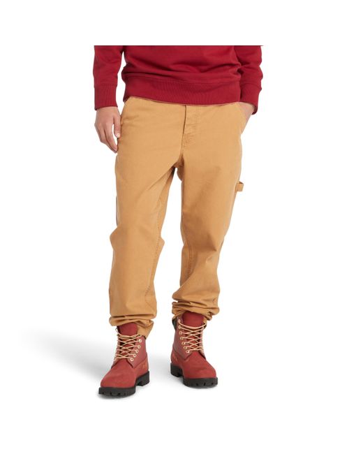Timberland Washed Canvas Stretch Carpenter Pant Hose in Orange für Herren