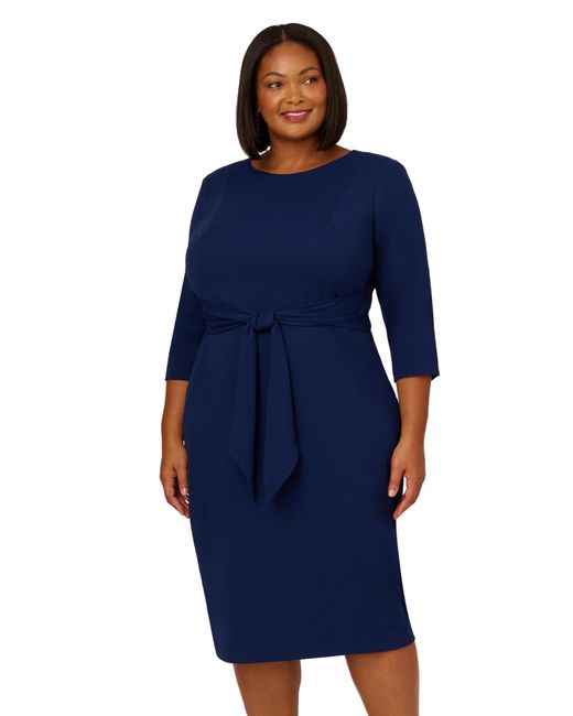 adrianna papell knit crepe tie waist sheath dress Womens Adrianna Papell Black Tipped Crepe Tie Dress