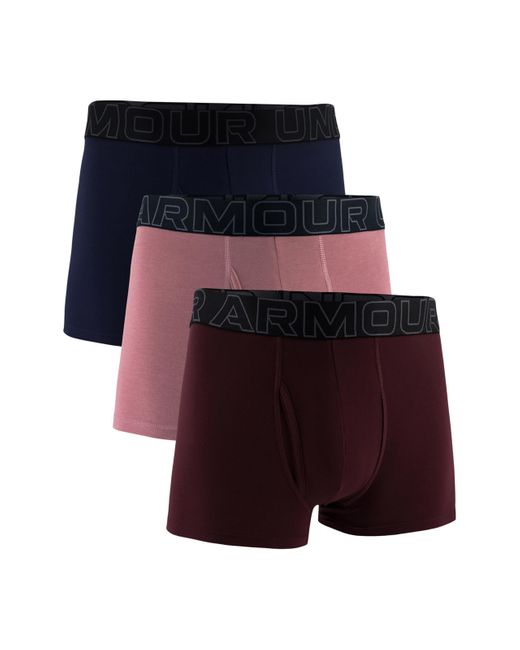 Under Armour Multicolor Ua Performance Cotton-solid 3 In 3pk,maroon Mist Boxer Briefs for men