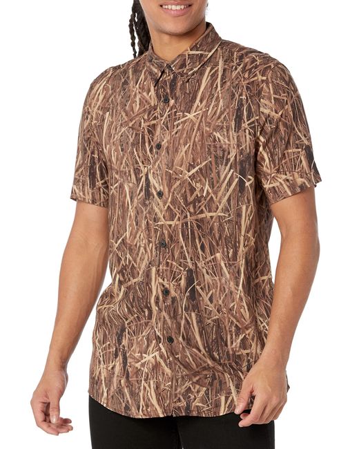 Guess Brown Eco Rayon Reed Camo Shirt for men
