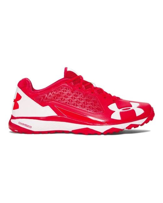 Under Armour Synthetic Deception Trainer Baseball Turf Shoe in Red/White  (Red) for Men | Lyst