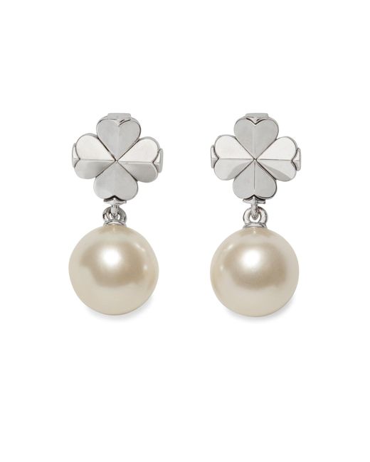 Kate Spade S Spade Flower Pearl Drop Earrings White/silver One Size