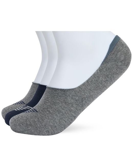 Emporio Armani Gray , 3-pack Footie Socks, Marine/grey/grey, Large for men