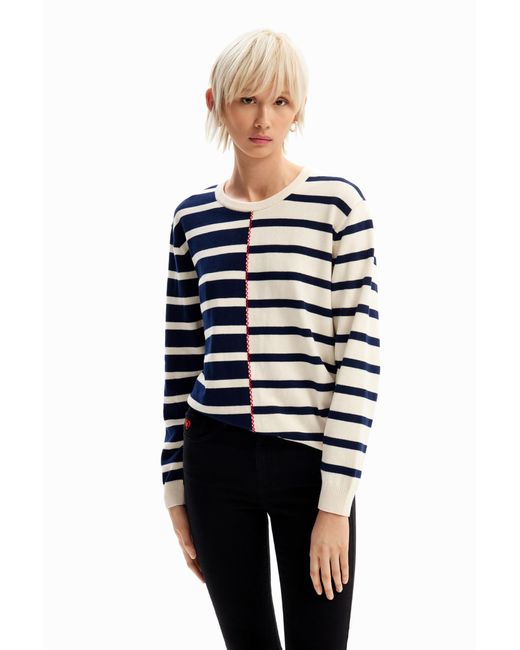 Desigual Blue Zigzag Stripe Pullover