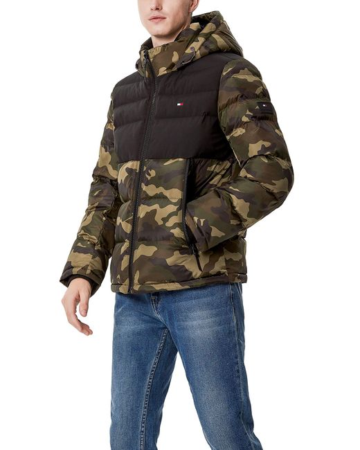Tommy Hilfiger Black Hooded Puffer Jacket Down Alternative Outerwear Coat for men