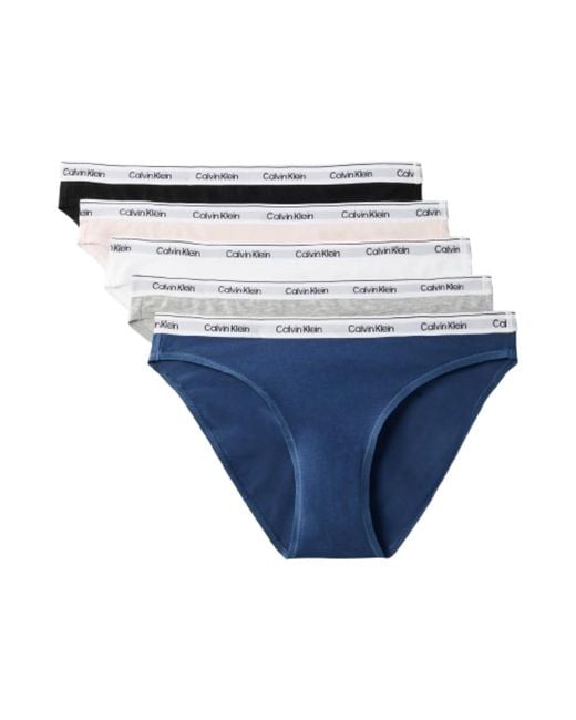 Calvin Klein Blue Modern Logo Cotton Stretch Bikini Panties