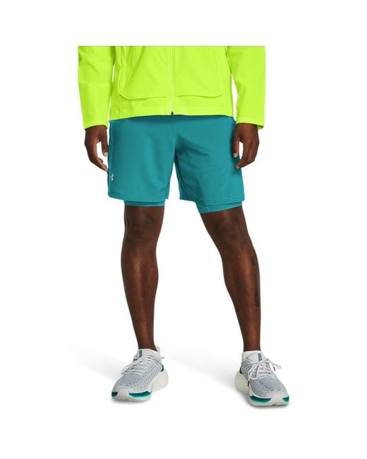 Under Armour Green Launch 2-in-1 7" Shorts for men