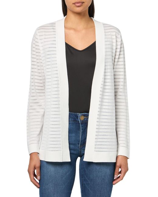 Anne Klein Sheer Stripe Cardigan Bright White