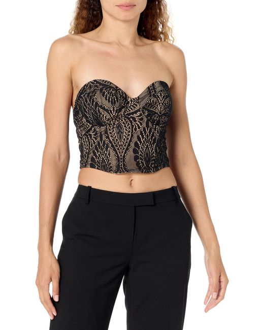 Guess Black Sleeveless Amera Lace Bustier Top