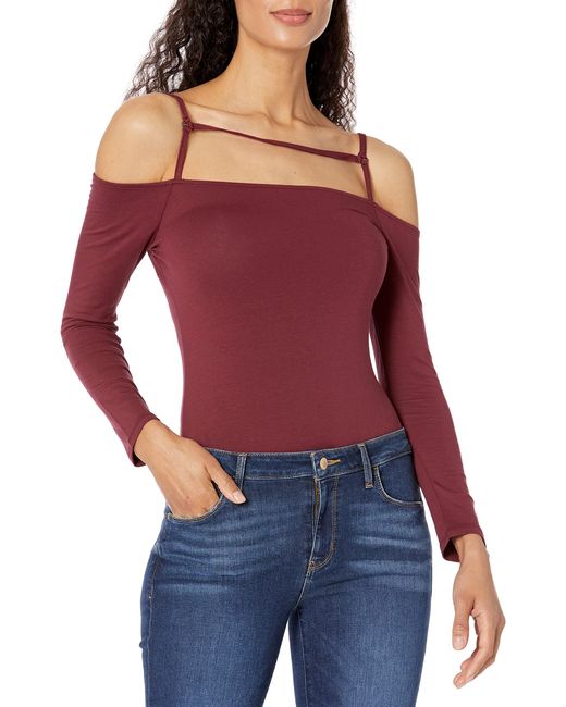 Guess Red Long Sleeve Malaya Harnessed Bodysuit