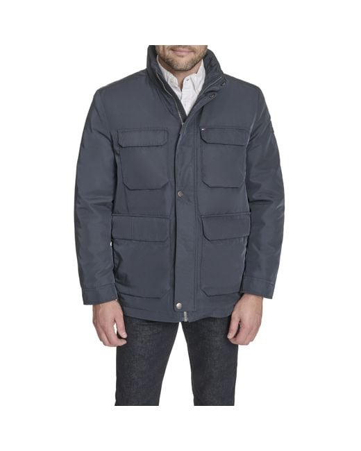 Tommy Hilfiger Blue Stand Collar Four-pocket Field Jacket for men