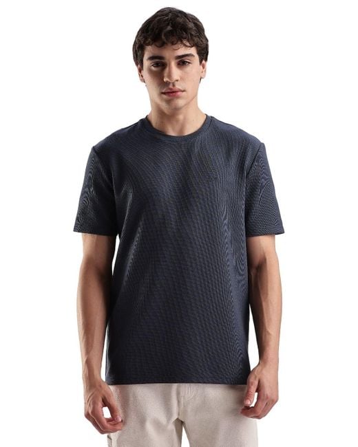 Calvin Klein Blue Micro Waffle Short Sleeve T-shirt Ink for men