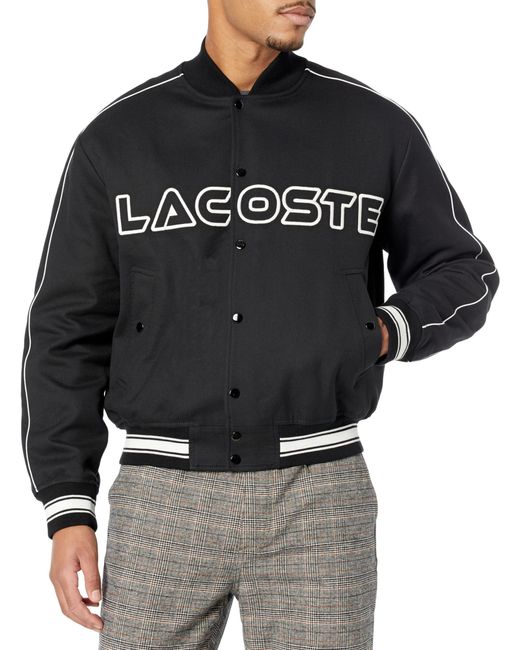 Lacoste Black Logo Varsity Jacket for men