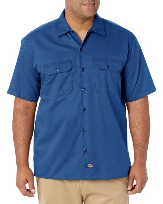 Dickies Blue Shirts Short Sleeve Work Shirt for men