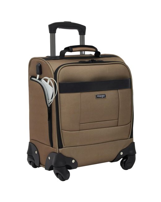 Wrangler Brown 15" 4-wheel Spinner Carry-on Luggage With Side Usb Port