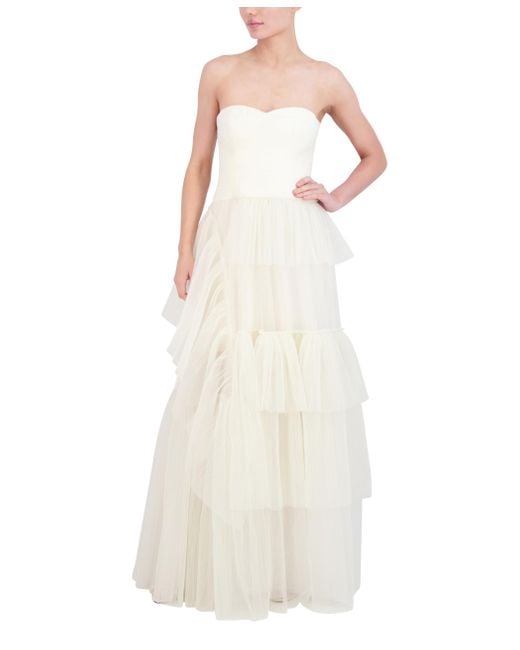 BCBGMAXAZRIA Sweetheart Neck Long Evening Dress in White Lyst