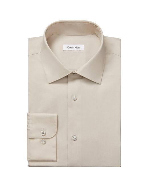 Calvin Klein Natural Dress Shirt Regular Fit Herringbone Stretch for men