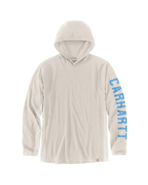 Carhartt White Force Relaxed Fit Midweight Long Sleeve Logo Graphic Hooded T-Shirt (Malt) Clothing for men