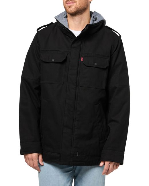 Hood Mens Black Utility Jacket Men's Utility Packable Parka Jacket