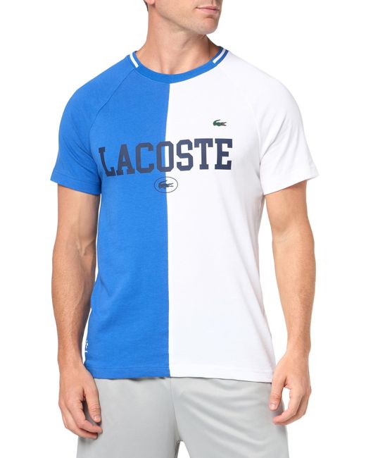 Lacoste Blue Short Sleeve Regular Fit Colorblocked Tennis Tee Shirt for men