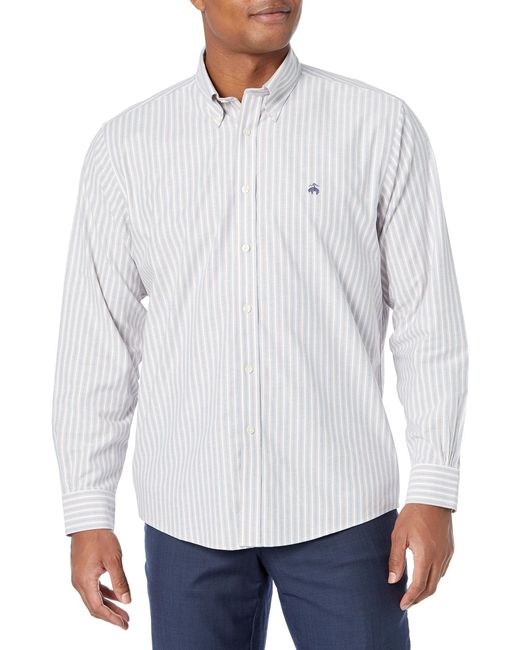 Brooks Brothers White Non-iron Stretch Oxford Long Sleeve Sport Shirt for men
