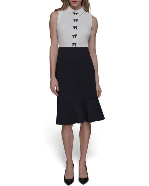 Karl Lagerfeld Black Paris Sleeveless Flounce Hem Sheath Dress