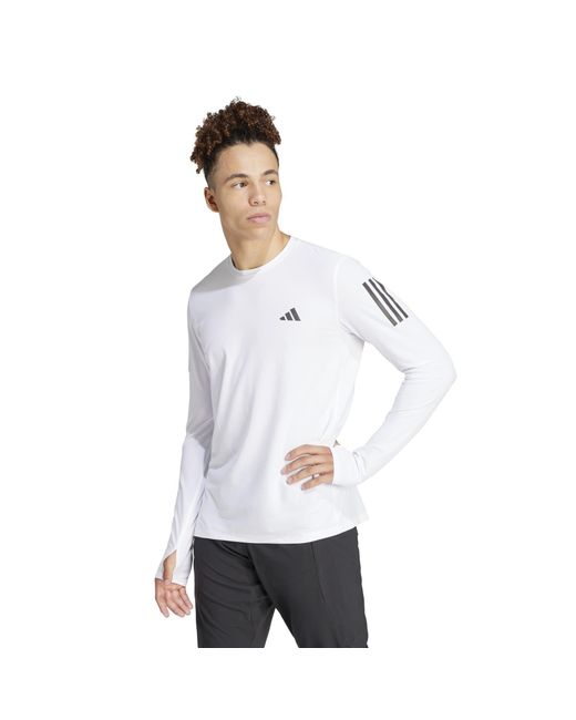 Adidas White Own The Run Long Sleeve T-shirt for men