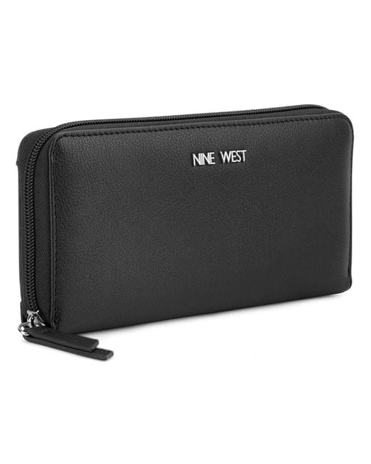 Nine West Black Norah Slg Large Zip Around