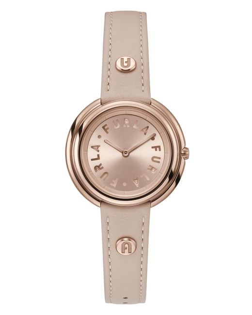 Furla Natural Icon Shape Nude Genuine Leather Strap Watch