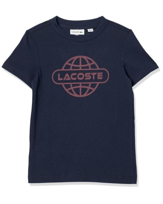 Lacoste Blue Short Sleeve Globe Graphic T-shirt