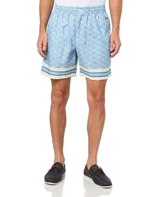 Lacoste Relaxed Fit Monogram Shorts in Blue for Men | Lyst