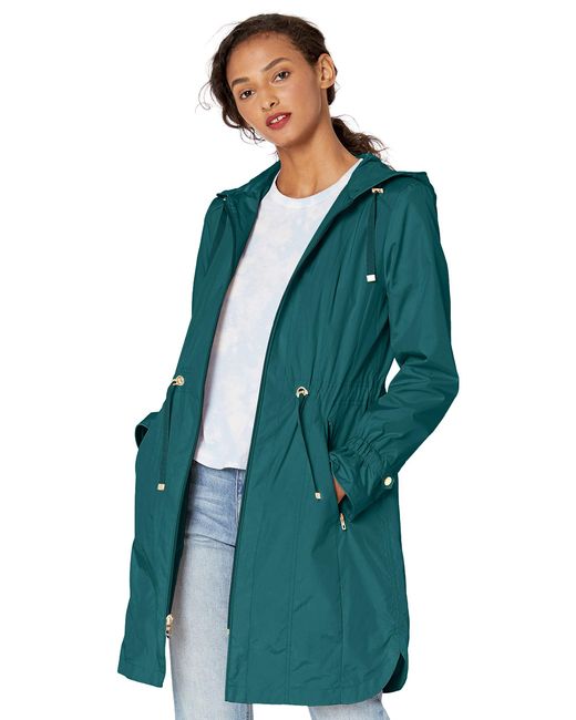Cole Haan Green Hooded Anorack Rain Coat