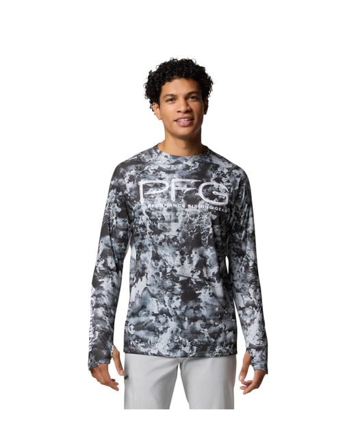 Columbia Black Pfg Super Terminal Tackle Vent Long Sleeve for men