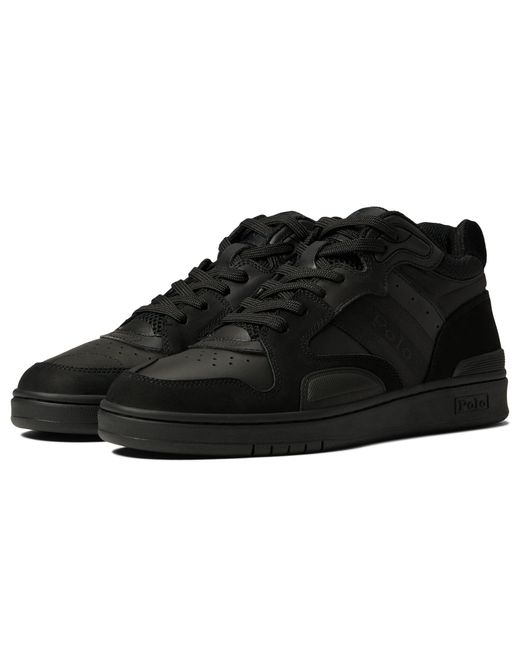 Polo Ralph Lauren Leather-polo Crt Mid-sk-ath Black/black for men