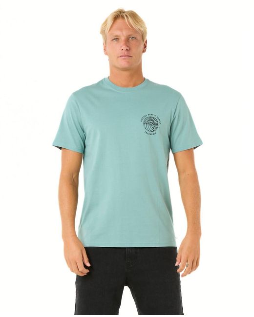 Rip Curl Blue Graphic Short Sleeve Crew Neck T-shirt for men