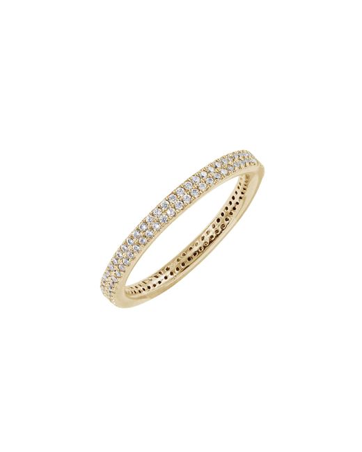 Amazon Essentials Metallic 23k Gold Plated Double Row Pave Stackable Eternity Ring Size 6