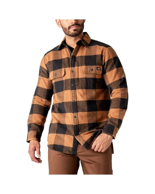 Dickies Orange Heavyweight Brawny Flannel Shirt Brown for men