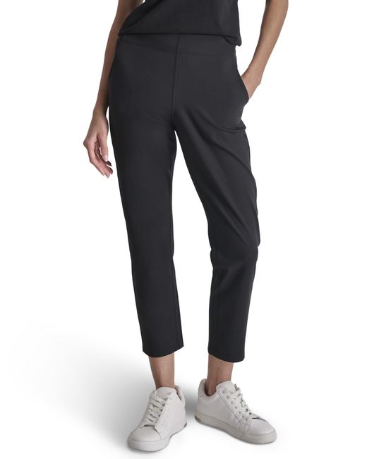 DKNY Black Elastic Waistback Tapered Athletic Pant