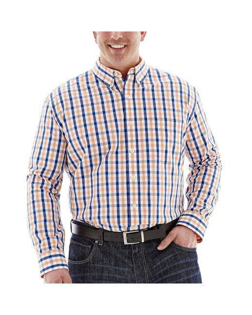 Izod Big And Tall Long Sleeve Coastal Prep Essential Medium Plaid