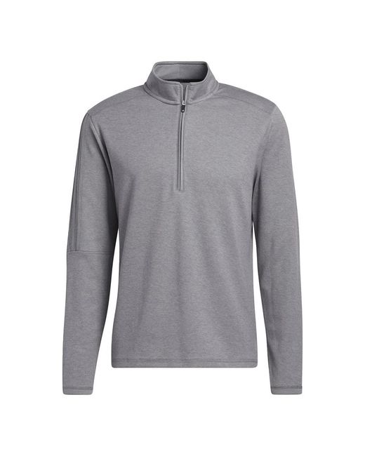 Adidas Gray Golf 3-stripes Quarter Zip Pullover for men