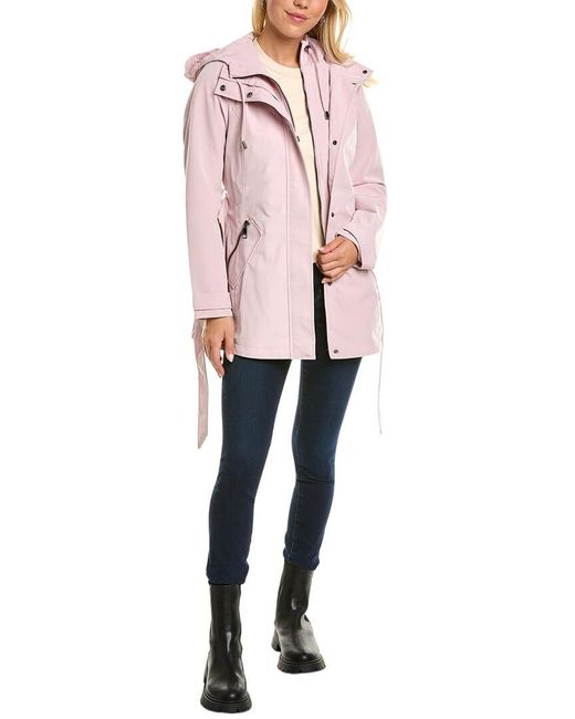 Hooded Raincoat With Belt Jacket di Nautica in Pink