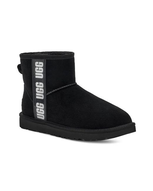 UGG Suede Classic Mini Side Logo Ii Boots in Black | Lyst