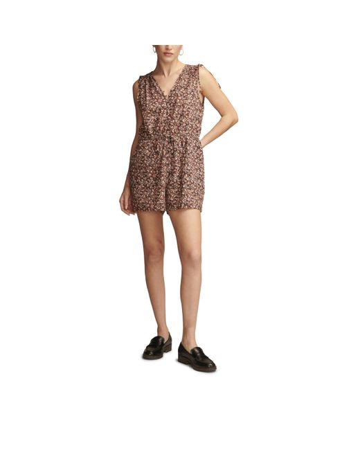 Lucky Brand Brown Cinched Floral Romper