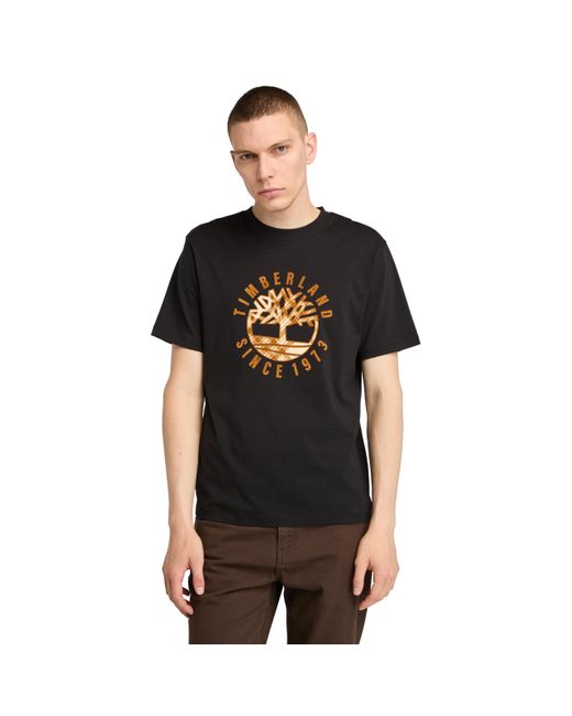 Timberland Black Holiday Front Graphic Short Sleeve Tee for men