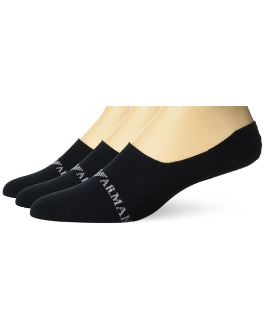Emporio Armani , 3-pack Footie Socks, Black/black/black, Small for men