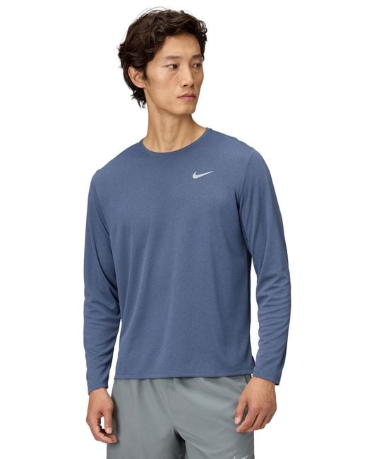 Nike Blue Miler Dri-fit Uv Long-sleeve Running Top for men
