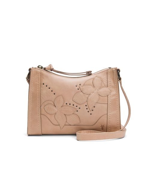 Frye Leather Melissa Studded Floral Zip Crossbody in Pink | Lyst