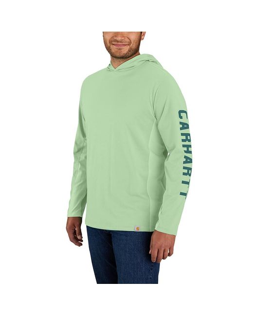 Carhartt Green Force Relaxed Fit Midweight Long-sleeve Logo Graphic Hooded T-shirt for men