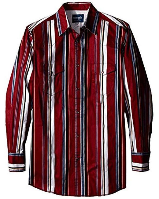 Wrangler Red Big & Tall Brushpopper Western Long Sleeve Shirt for men